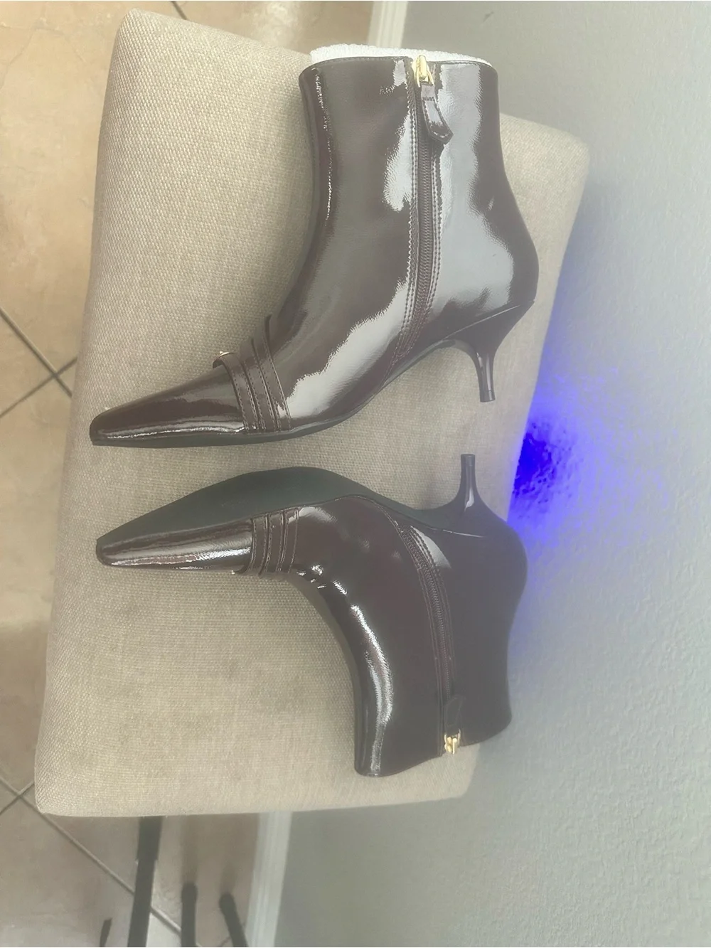 Coutgo Women's Pointed Toe Ankle Boots in Burgundy 6.5